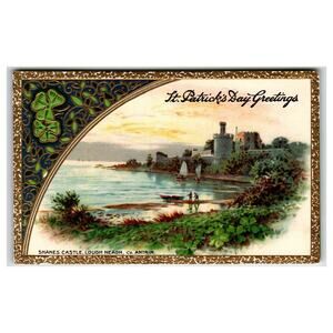 Vintage St. Patrick's Day Postcard Shanes Castle Lough Neagh Co. Antrim